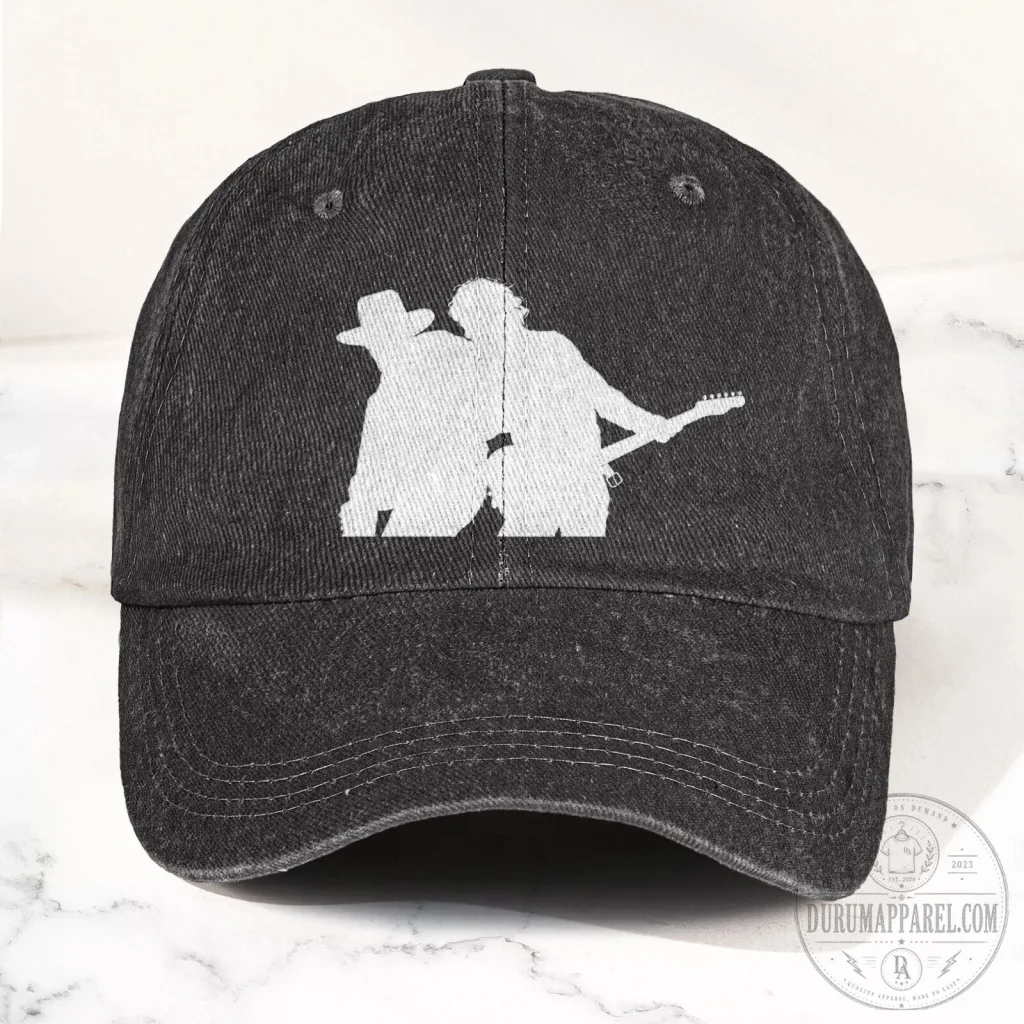 Bruce Springsteen and Clarence Clemons Silhouette Washed Denim Cap Hat Bruce Springsteen and Clarence Clemons Silhouette Washed Denim Cap Hat