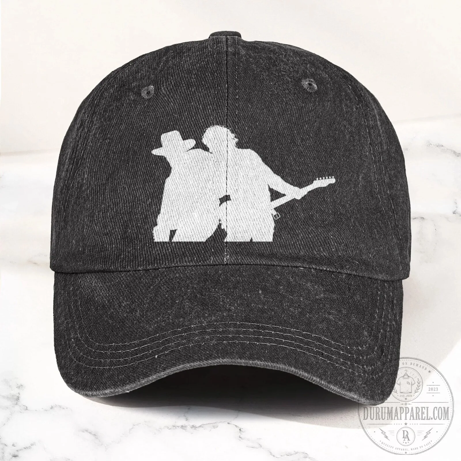Bruce Springsteen and Clarence Clemons Silhouette Washed Denim Cap Hat 15 Bruce Springsteen and Clarence Clemons Silhouette Washed Denim Cap Hat