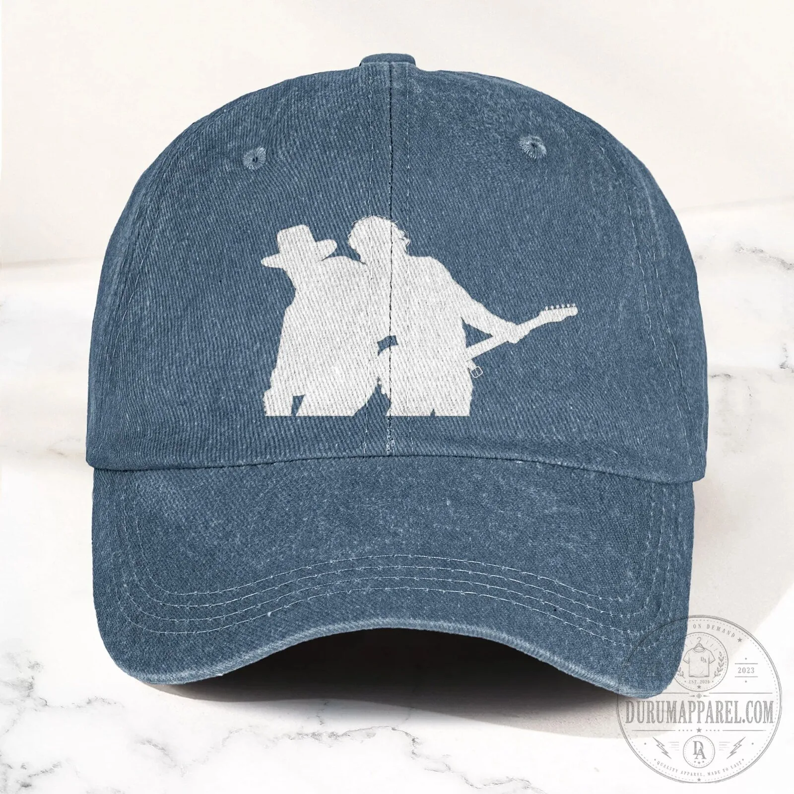 Bruce Springsteen and Clarence Clemons Silhouette Washed Denim Cap Hat 18 Bruce Springsteen and Clarence Clemons Silhouette Washed Denim Cap Hat