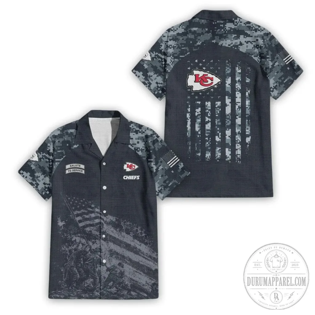 Kansas City Chiefs Salute To Service Military Camouflage Hawaiian Shirt Kansas City Chiefs Salute To Service Military Camouflage Hawaiian Shirt