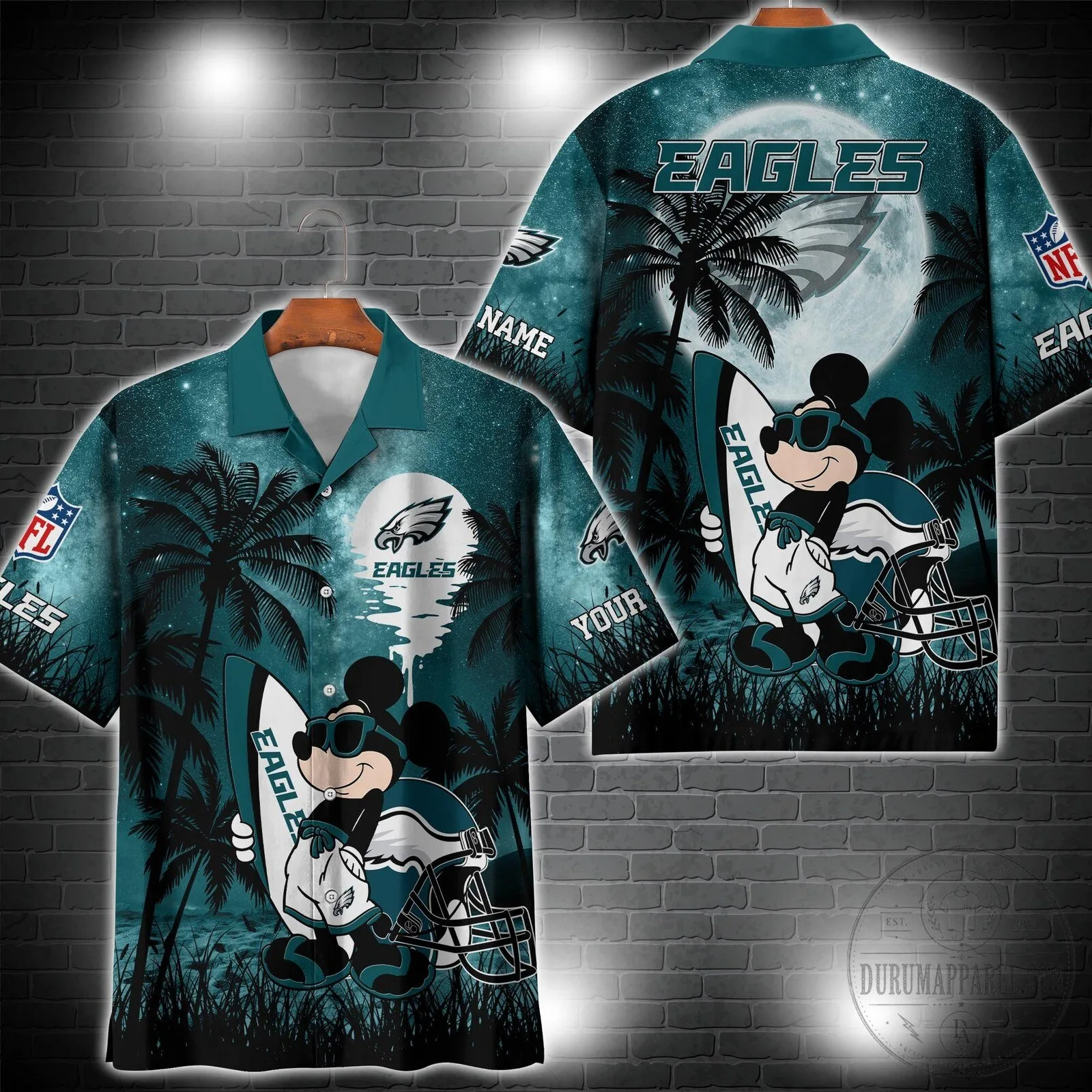 Philadelphia Eagles Mickey Mouse Tropical Beach Custom Name Hawaiian Shirt 1 Philadelphia Eagles Mickey Mouse Tropical Beach Custom Name Hawaiian Shirt