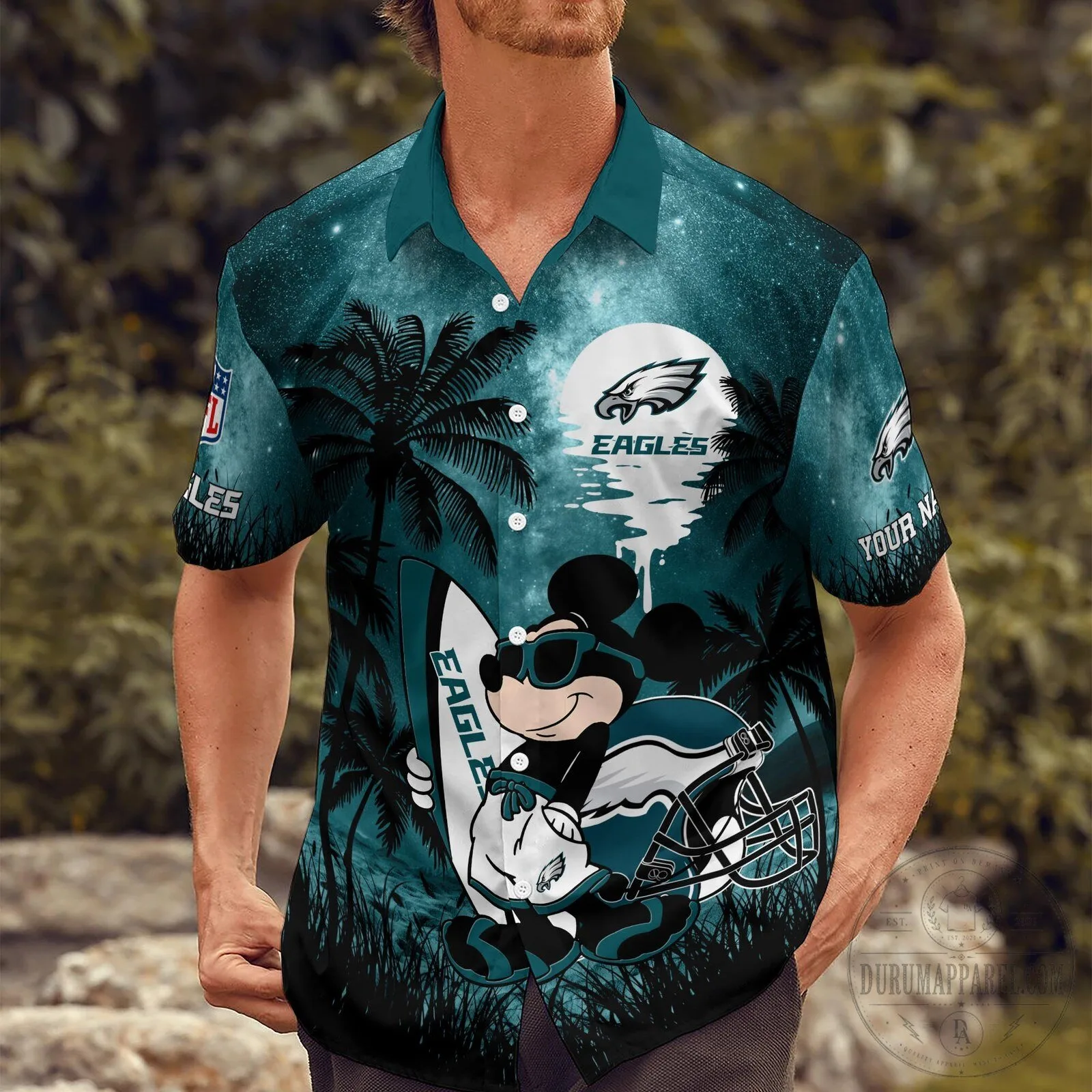 Philadelphia Eagles Mickey Mouse Tropical Beach Custom Name Hawaiian Shirt 11 Philadelphia Eagles Mickey Mouse Tropical Beach Custom Name Hawaiian Shirt
