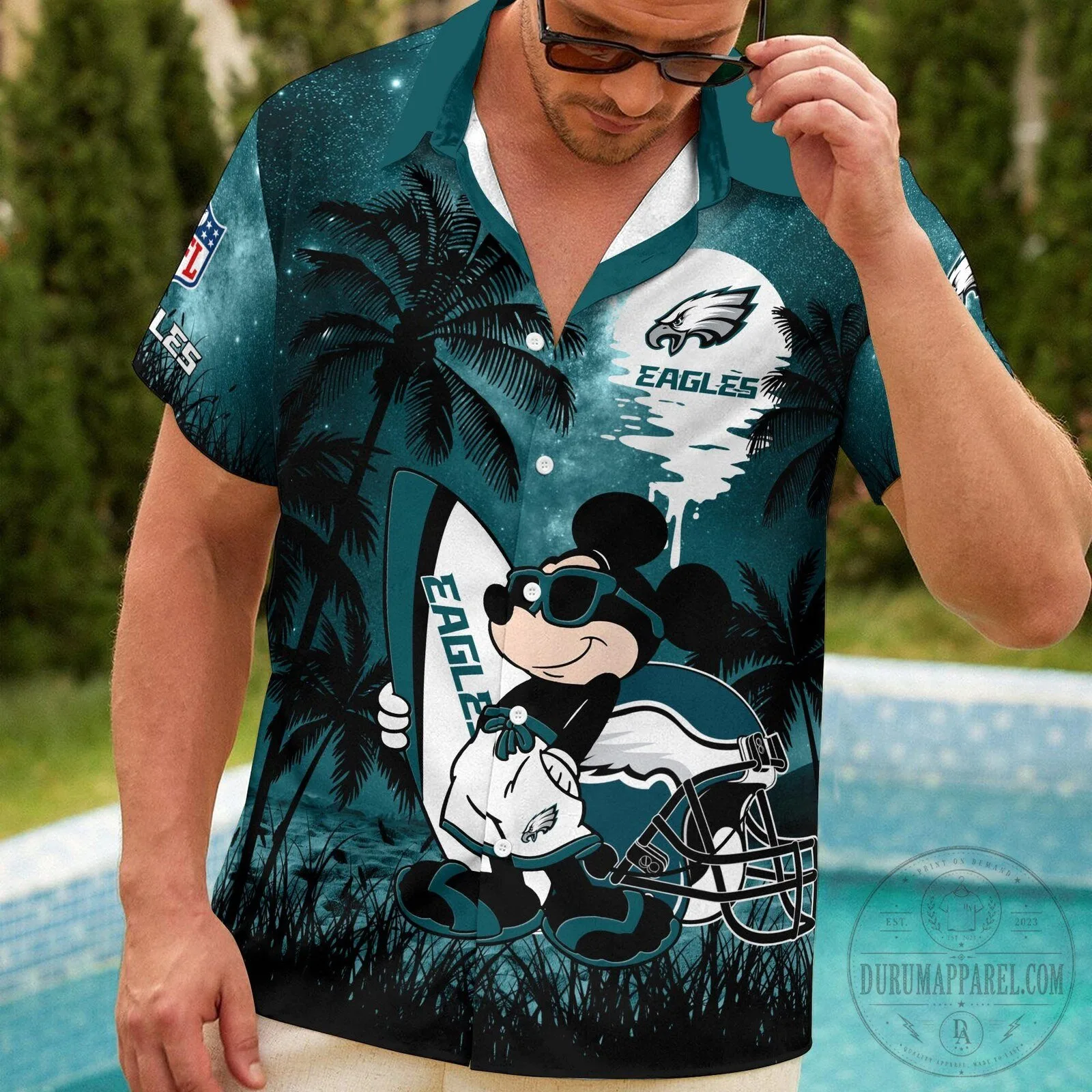 Philadelphia Eagles Mickey Mouse Tropical Beach Custom Name Hawaiian Shirt 12 Philadelphia Eagles Mickey Mouse Tropical Beach Custom Name Hawaiian Shirt