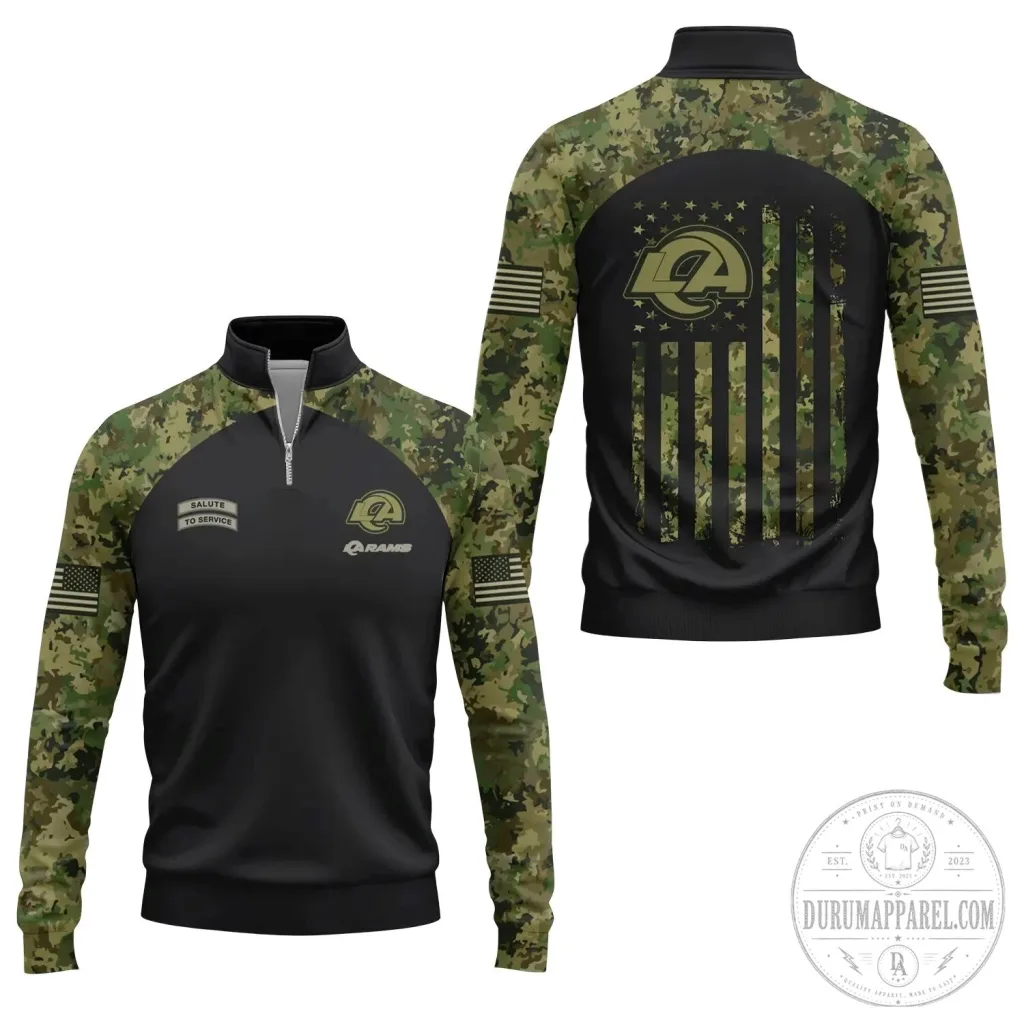 Los Angeles Rams Salute To Service Quarter-Zip Pullover Jacket Los Angeles Rams Salute To Service Quarter-Zip Pullover Jacket