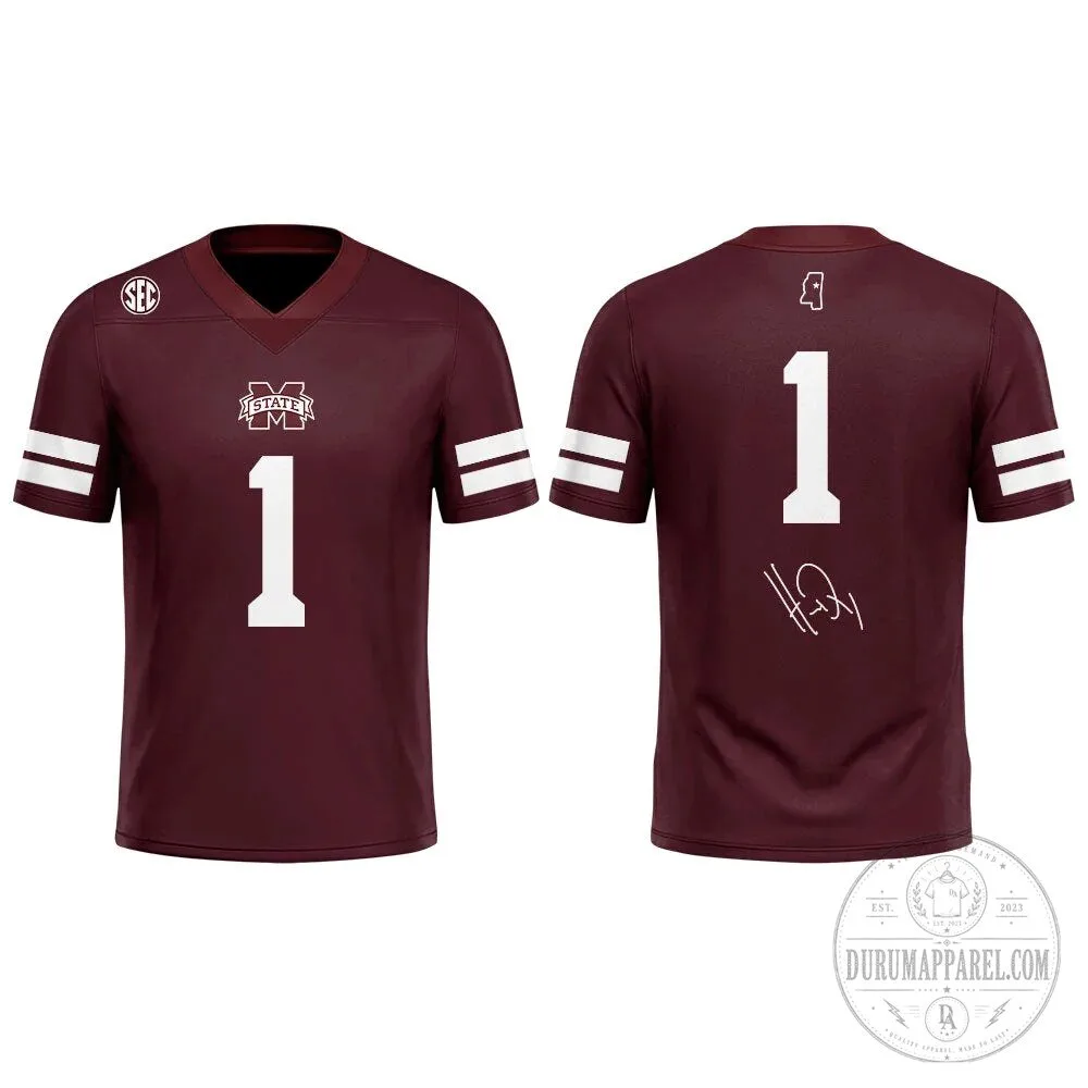 Mississippi State Maroon Football Jersey - Hardy Hail Edition 8 Mississippi State Maroon Football Jersey - Hardy Hail Edition