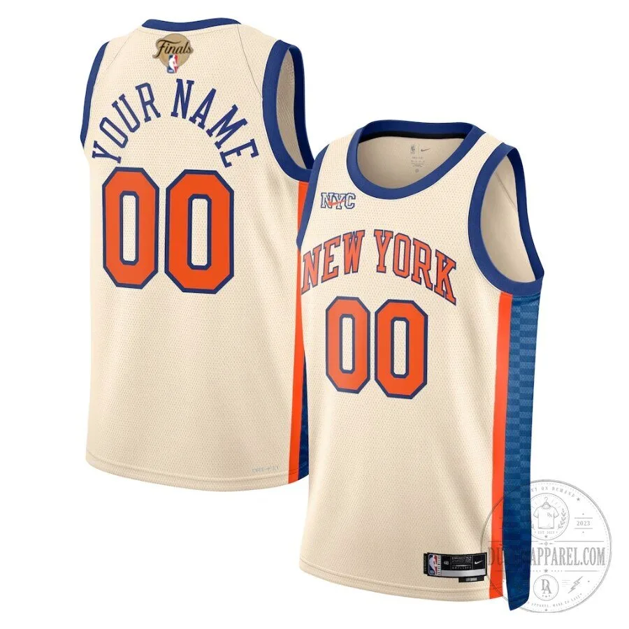 New York Knicks Custom Finals Patch Cream City Edition Basketball Jersey