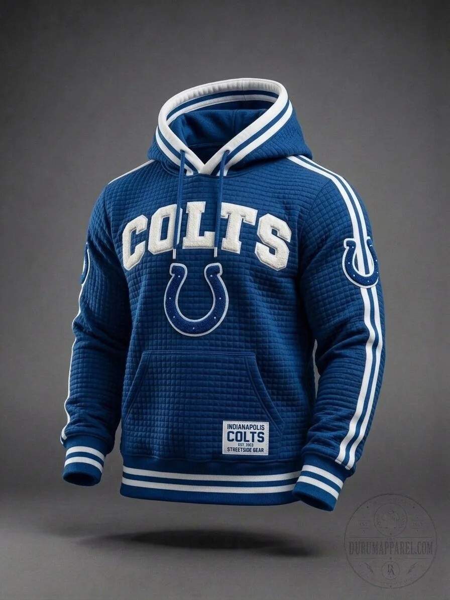 Indianapolis Colts Blue Quilted Texture Pullover Hoodie with Applique 5 Indianapolis Colts Blue Quilted Texture Pullover Hoodie with Applique