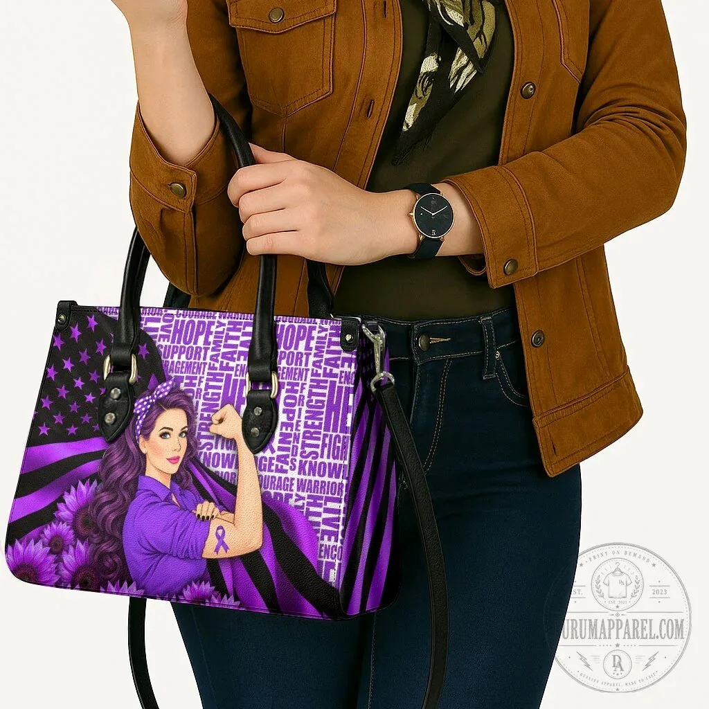 Domestic Violence Awareness Strong Woman Purple Ribbon Sunflower American Flag Bag 14 Domestic Violence Awareness Strong Woman Purple Ribbon Sunflower American Flag Bag