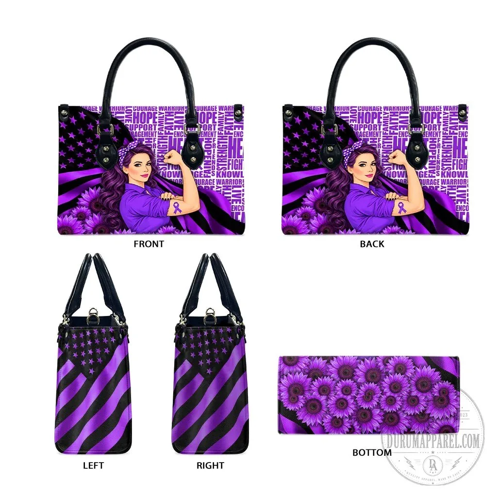 Domestic Violence Awareness Strong Woman Purple Ribbon Sunflower American Flag Bag 15 Domestic Violence Awareness Strong Woman Purple Ribbon Sunflower American Flag Bag
