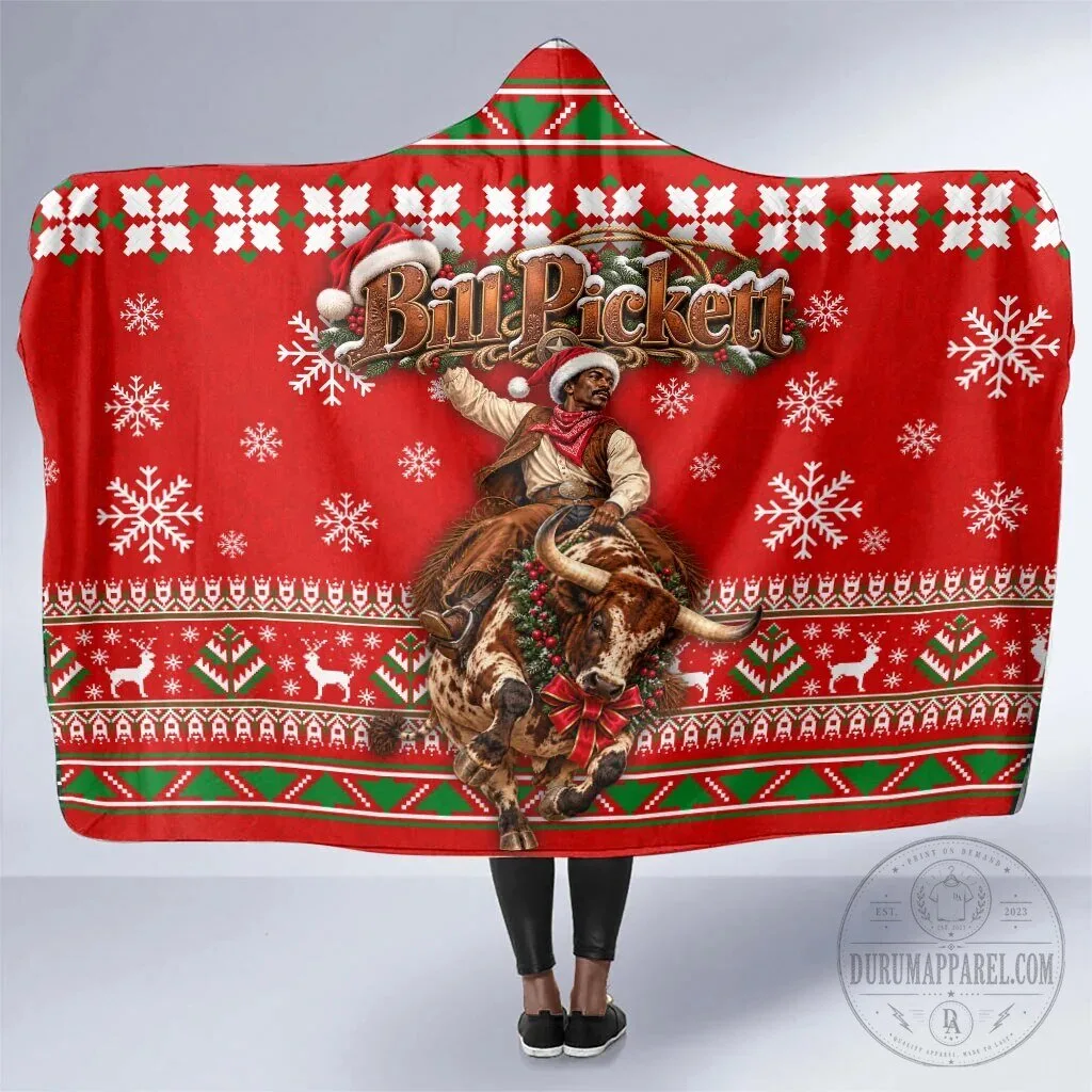 Bill Pickett Christmas Cowboy Rodeo Hooded Blanket