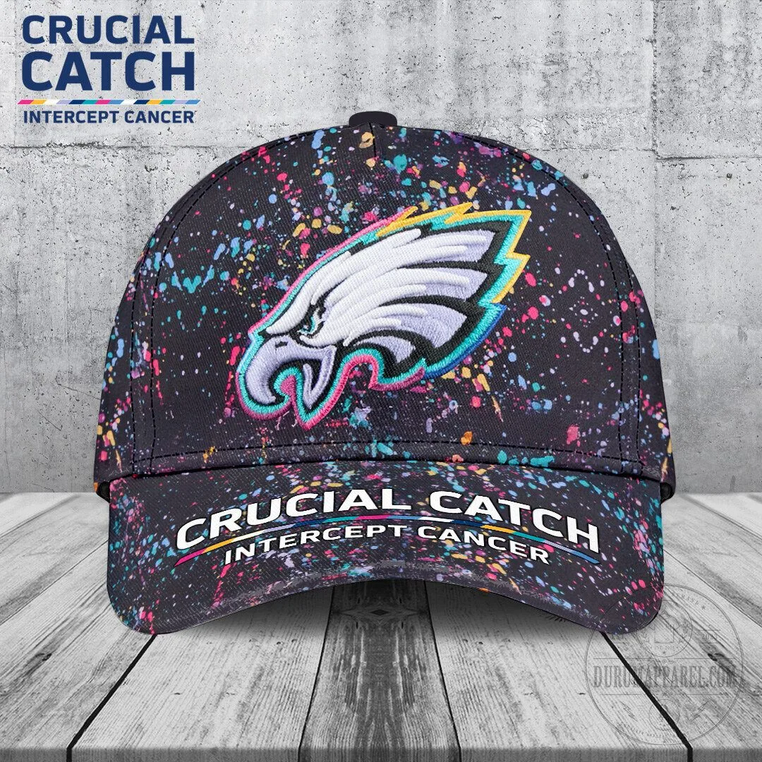 Philadelphia Eagles Crucial Catch Intercept Cancer Baseball Cap Hat