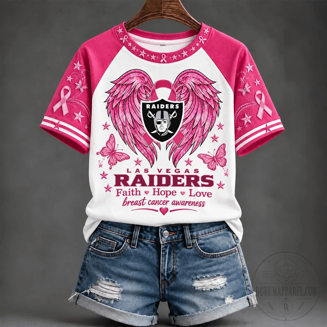 Las Vegas Raiders Faith Hope Love Breast Cancer Awareness T-Shirt