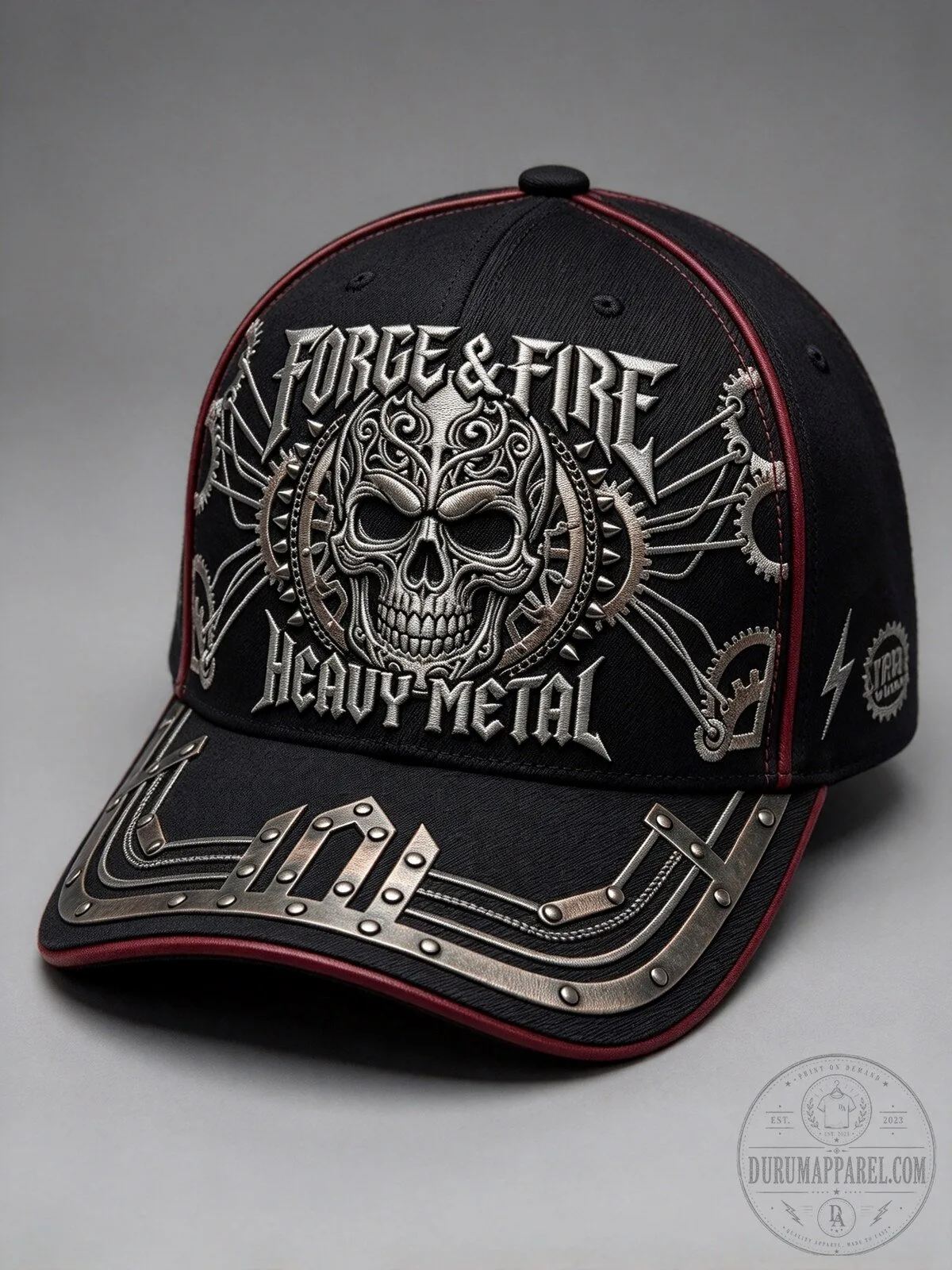 Forge and Fire Heavy Metal Skull Design Black Baseball Cap Hat 5 Forge and Fire Heavy Metal Skull Design Black Baseball Cap Hat