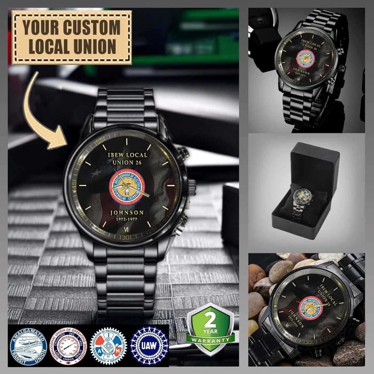International Brotherhood of Electrical Workers Local 26 Custom Black Watch 1 International Brotherhood of Electrical Workers Local 26 Custom Black Watch