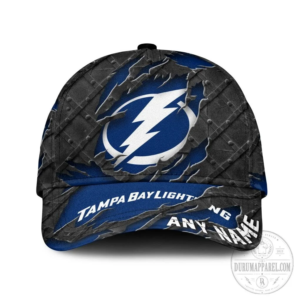 Tampa Bay Lightning Personalized Name Black Metal Design Classic Cap Hat 8 Tampa Bay Lightning Personalized Name Black Metal Design Classic Cap Hat