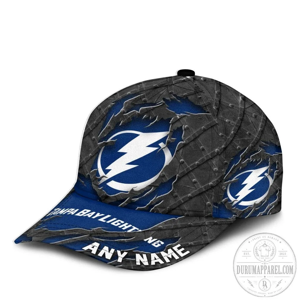 Tampa Bay Lightning Personalized Name Black Metal Design Classic Cap Hat 9 Tampa Bay Lightning Personalized Name Black Metal Design Classic Cap Hat