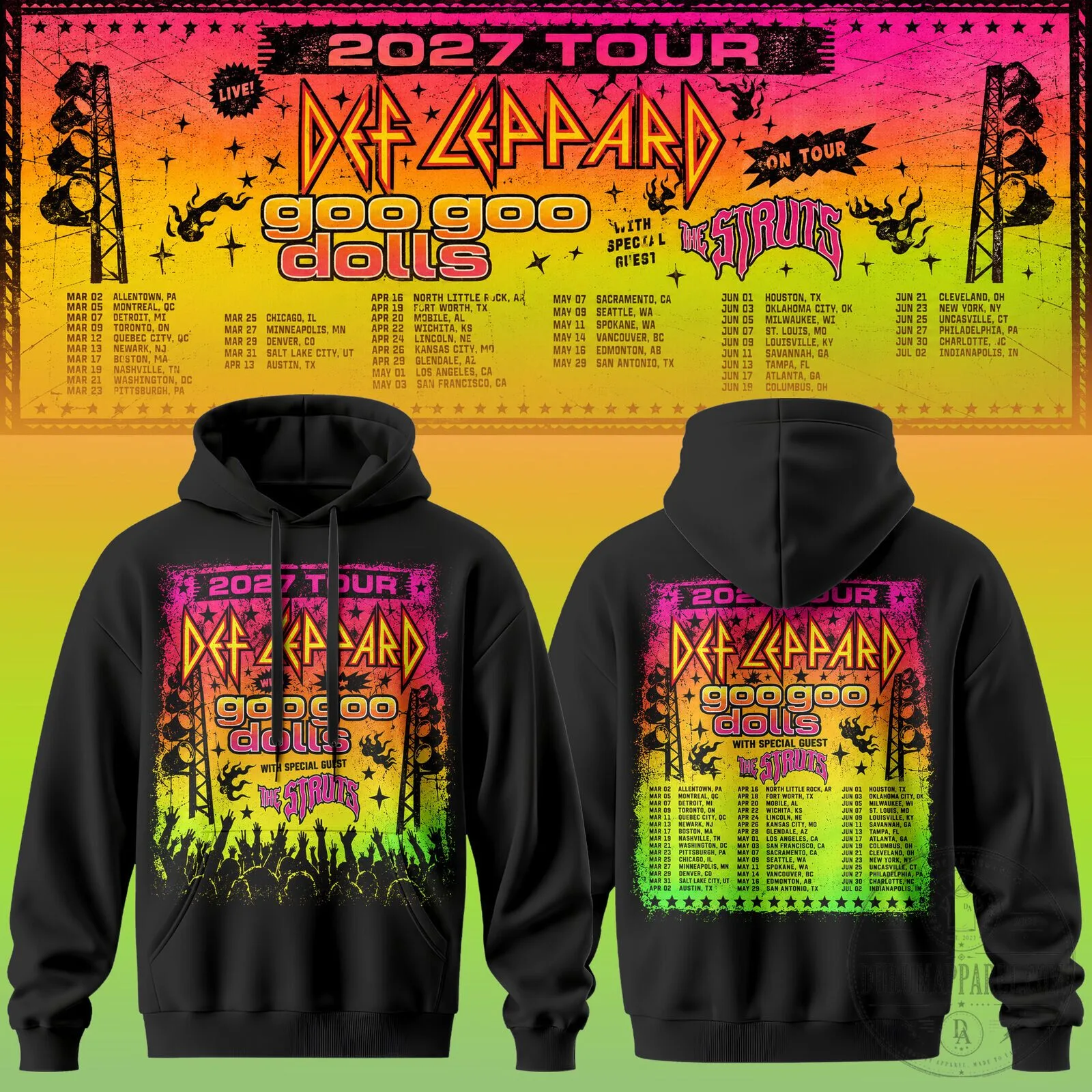 Def Leppard 2027 Tour with Goo Goo Dolls and The Struts Hoodie