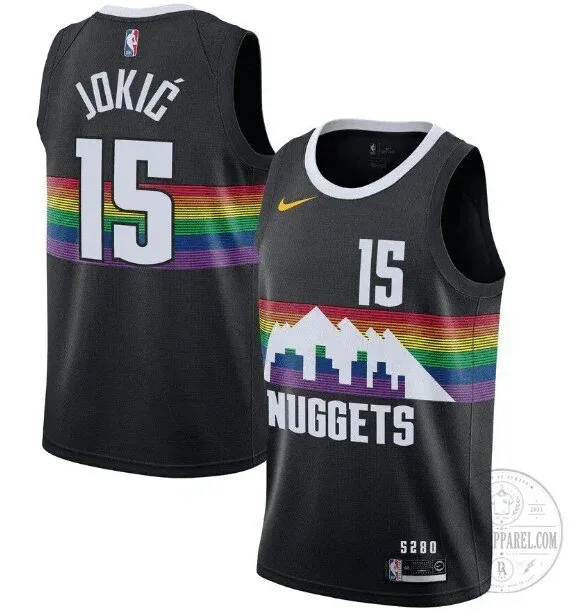 Nikola Jokic Denver Nuggets City Edition Black Rainbow Basketball Jersey
