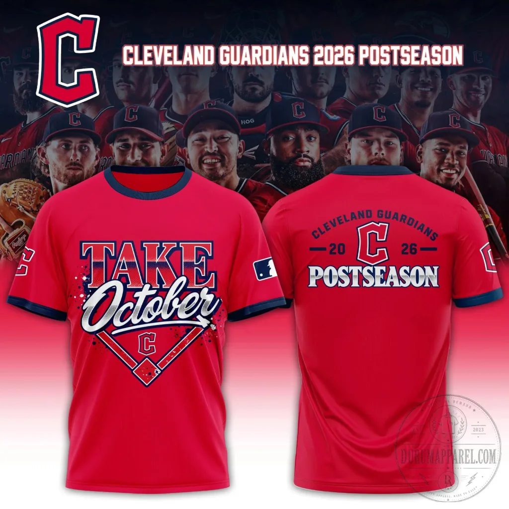 2026 Postseason Take October Red Baseball Jersey - Cleveland Guardians 2026 Postseason Take October Red Baseball Jersey - Cleveland Guardians