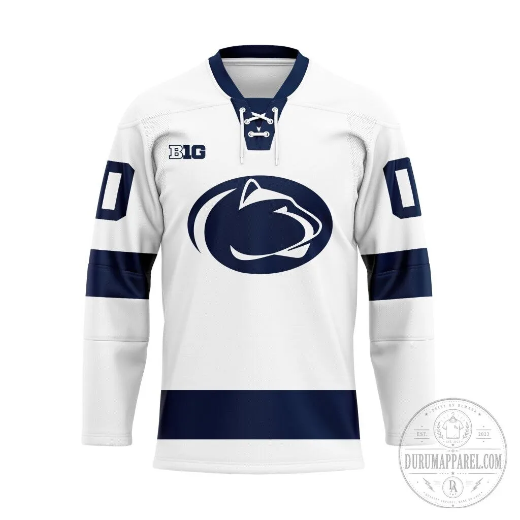Penn State Nittany Lions NCAA White and Navy Blue Hockey Jersey 3 Penn State Nittany Lions NCAA White and Navy Blue Hockey Jersey