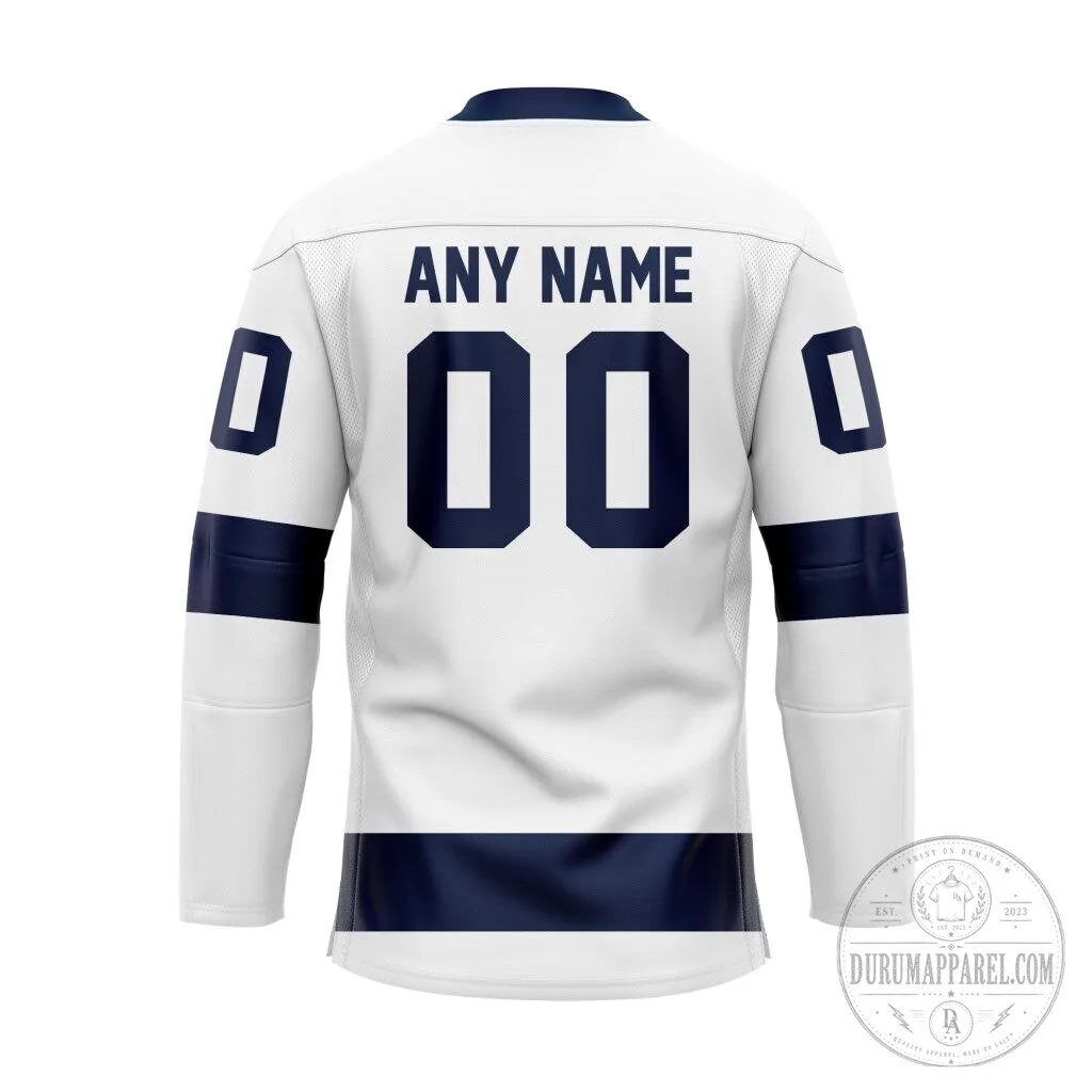 Penn State Nittany Lions NCAA White and Navy Blue Hockey Jersey 7 Penn State Nittany Lions NCAA White and Navy Blue Hockey Jersey