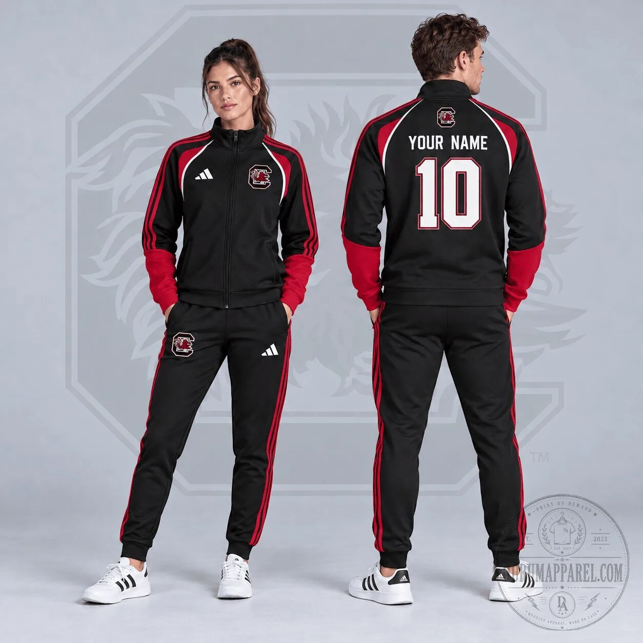 South Carolina Gamecocks Personalized Varsity Stripe Full-Zip Jacket 5 South Carolina Gamecocks Personalized Varsity Stripe Full-Zip Jacket