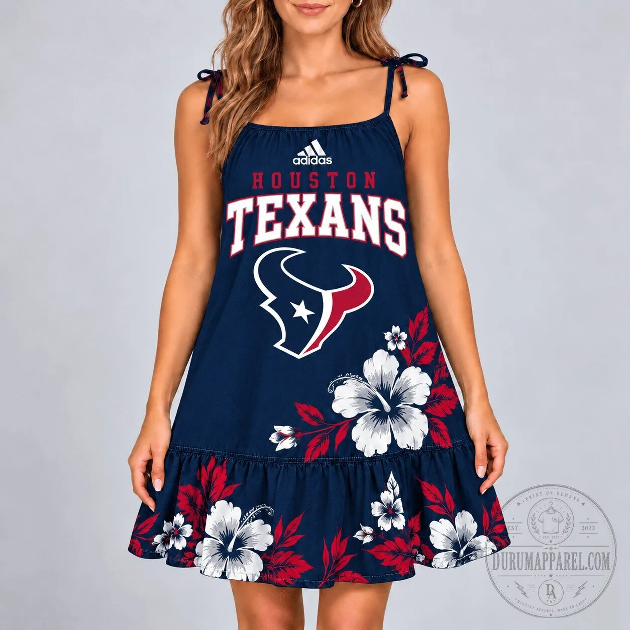 Houston Texans NFL Football Hibiscus Floral Dress 3 Houston Texans NFL Football Hibiscus Floral Dress