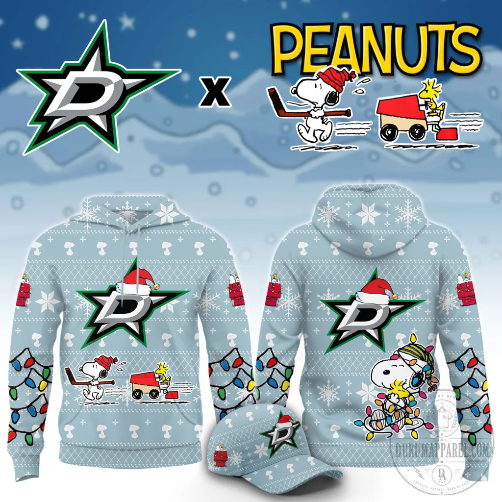Dallas Stars Peanuts Snoopy Christmas Holiday Hoodie Dallas Stars Peanuts Snoopy Christmas Holiday Hoodie