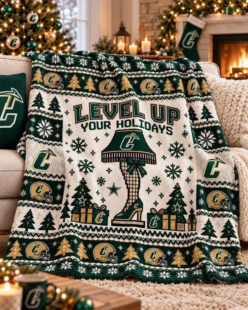 Charlotte 49ers Level Up Your Holidays Christmas Flannel Blanket