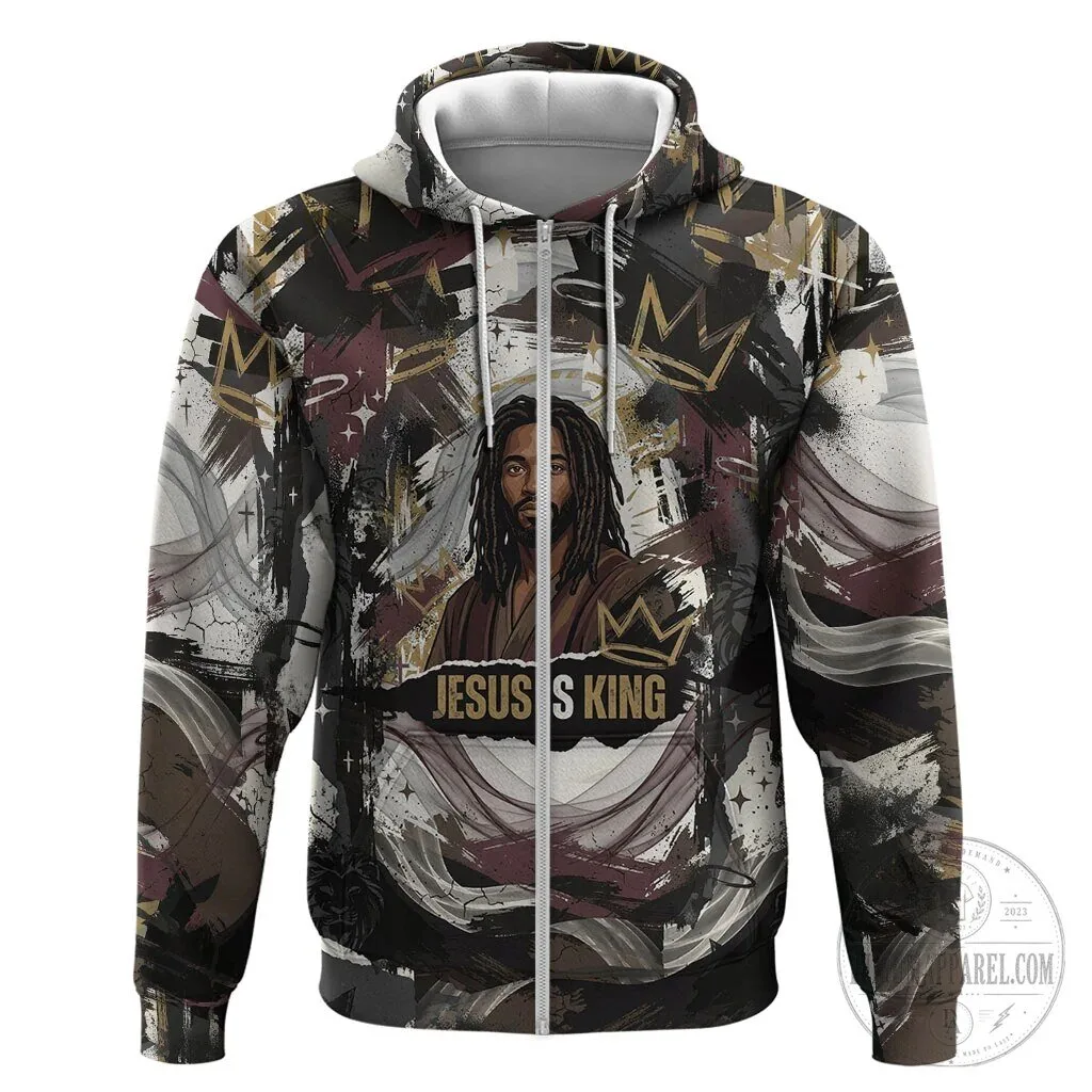 Jesus is King Lion of Judah Crown Grunge Religious Faith Zip Hoodie 2 Jesus is King Lion of Judah Crown Grunge Religious Faith Zip Hoodie