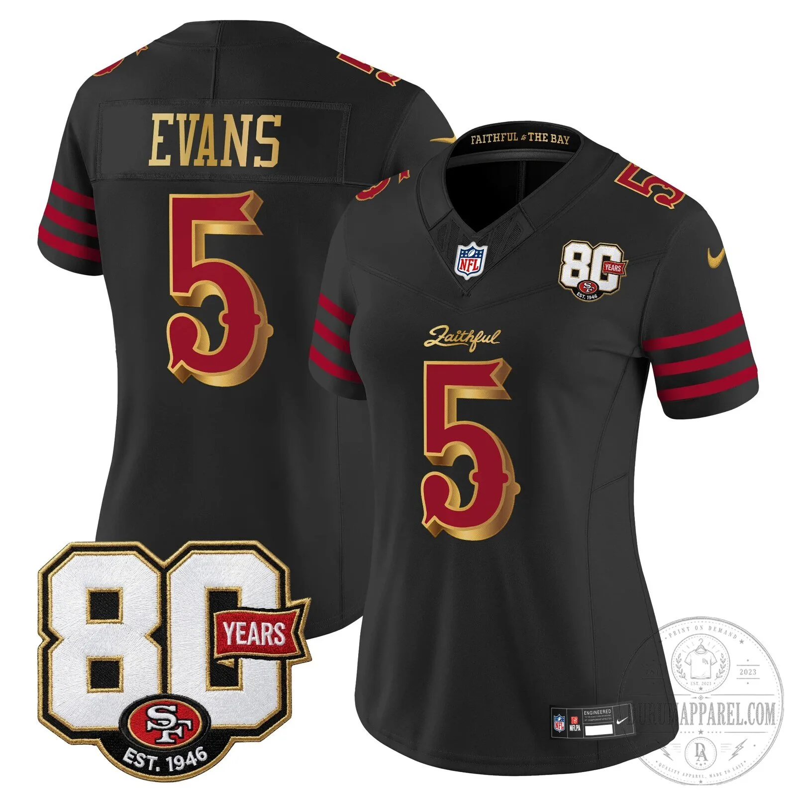 San Francisco 49ers 80th Anniversary Faithful Edition Black Football Jersey