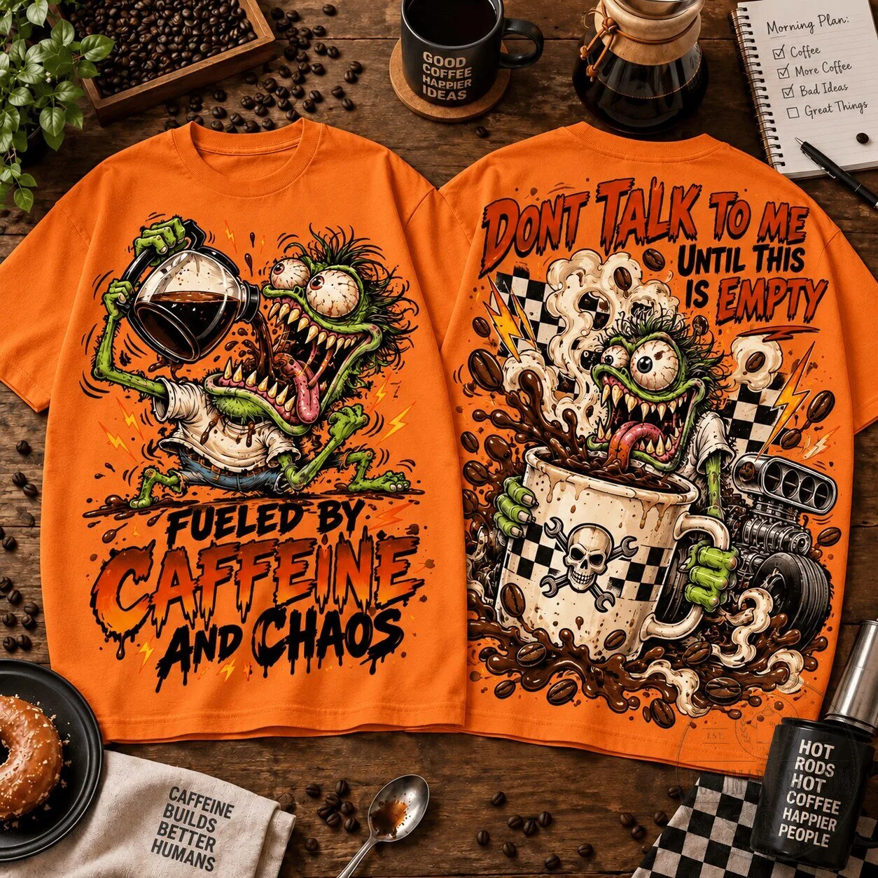 Rat Fink Fueled By Caffeine And Chaos Coffee Lover T-Shirt 2 Rat Fink Fueled By Caffeine And Chaos Coffee Lover T-Shirt