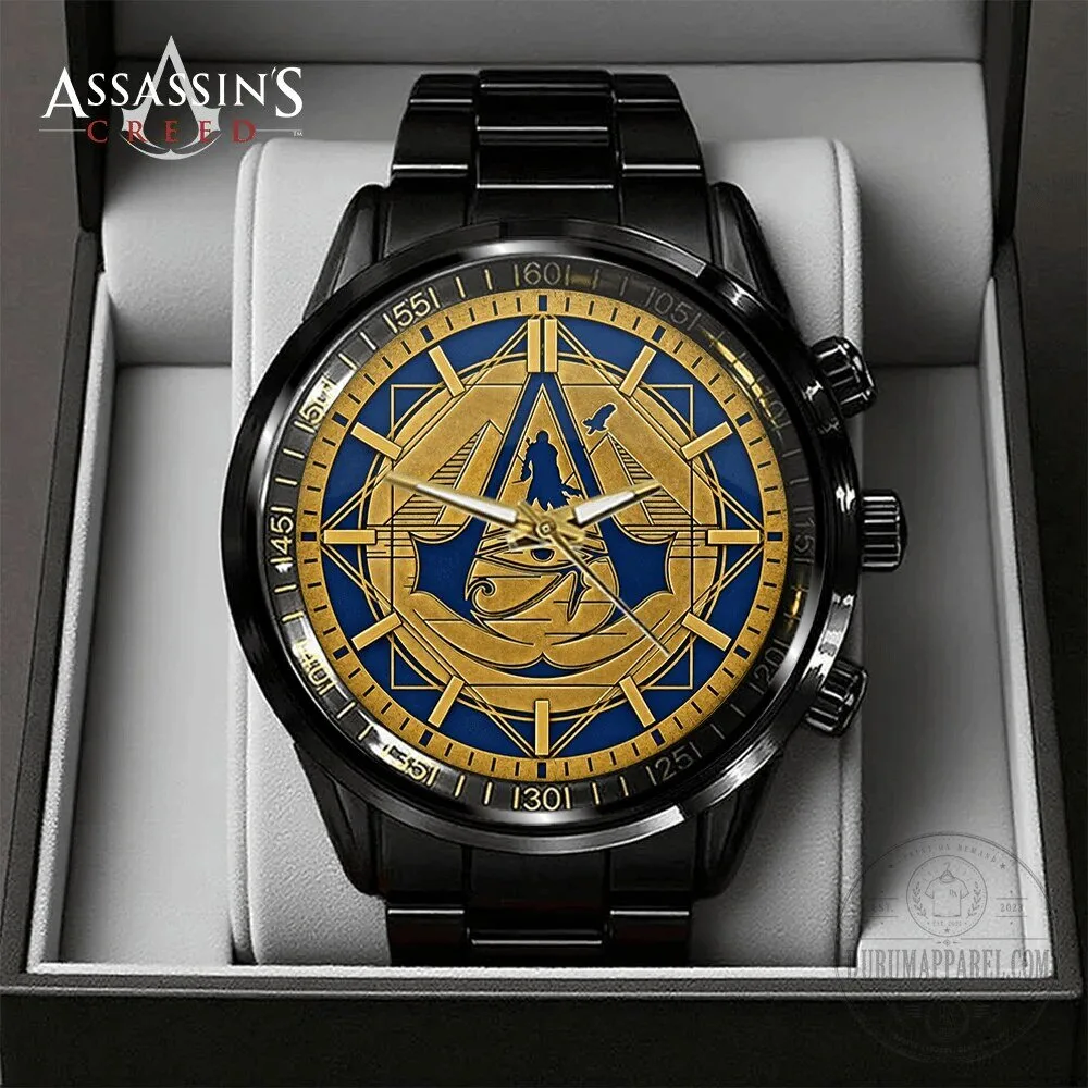 Assassin's Creed Gold and Blue Logo Stainless Steel Watch 3 Assassin