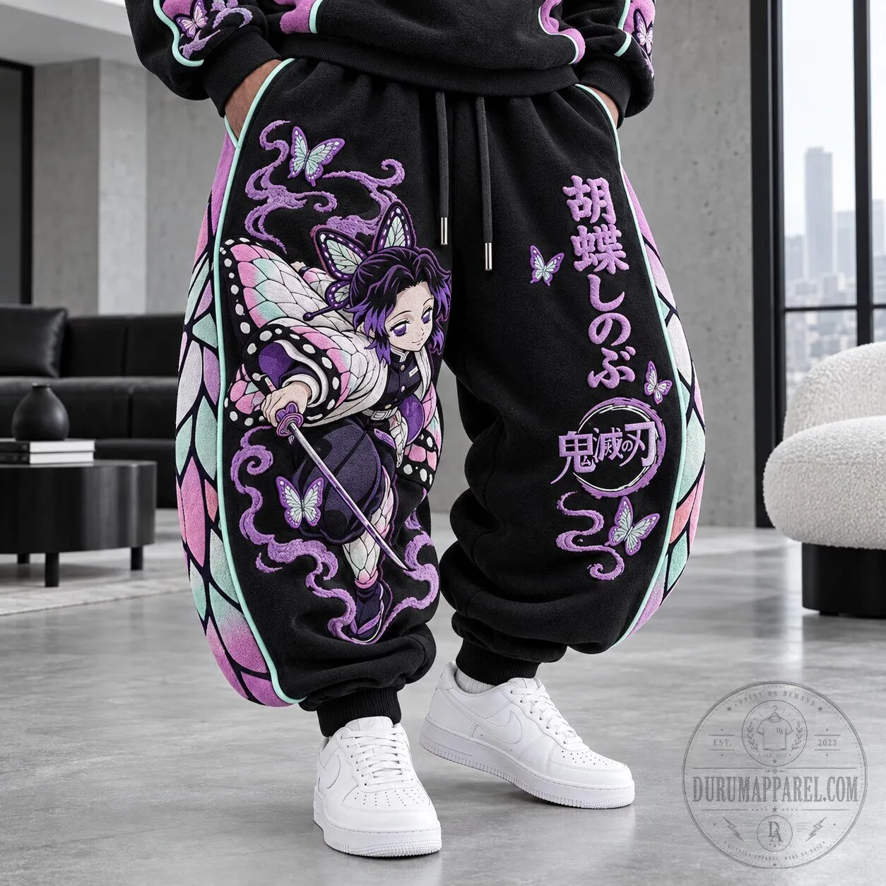 Demon Slayer Shinobu Kocho Butterfly Pattern Anime Graphic Sweatpants 2 Demon Slayer Shinobu Kocho Butterfly Pattern Anime Graphic Sweatpants