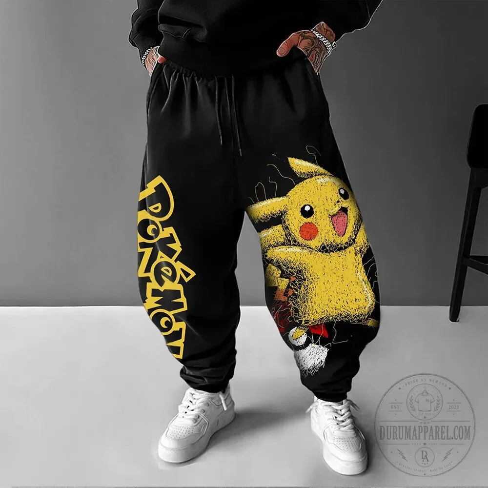 Pokemon Pikachu Character Black Unisex Casual Jogger Sweatpants 1 Pokemon Pikachu Character Black Unisex Casual Jogger Sweatpants