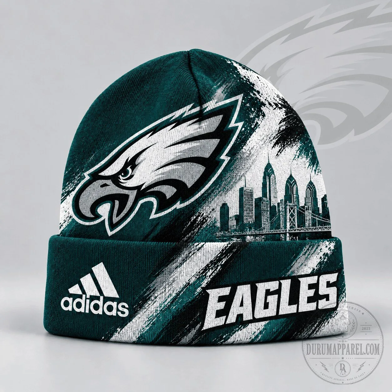 Philadelphia Eagles Football Team Urban Skyline Distressed Brushstroke Beanie Hat 6 Philadelphia Eagles Football Team Urban Skyline Distressed Brushstroke Beanie Hat