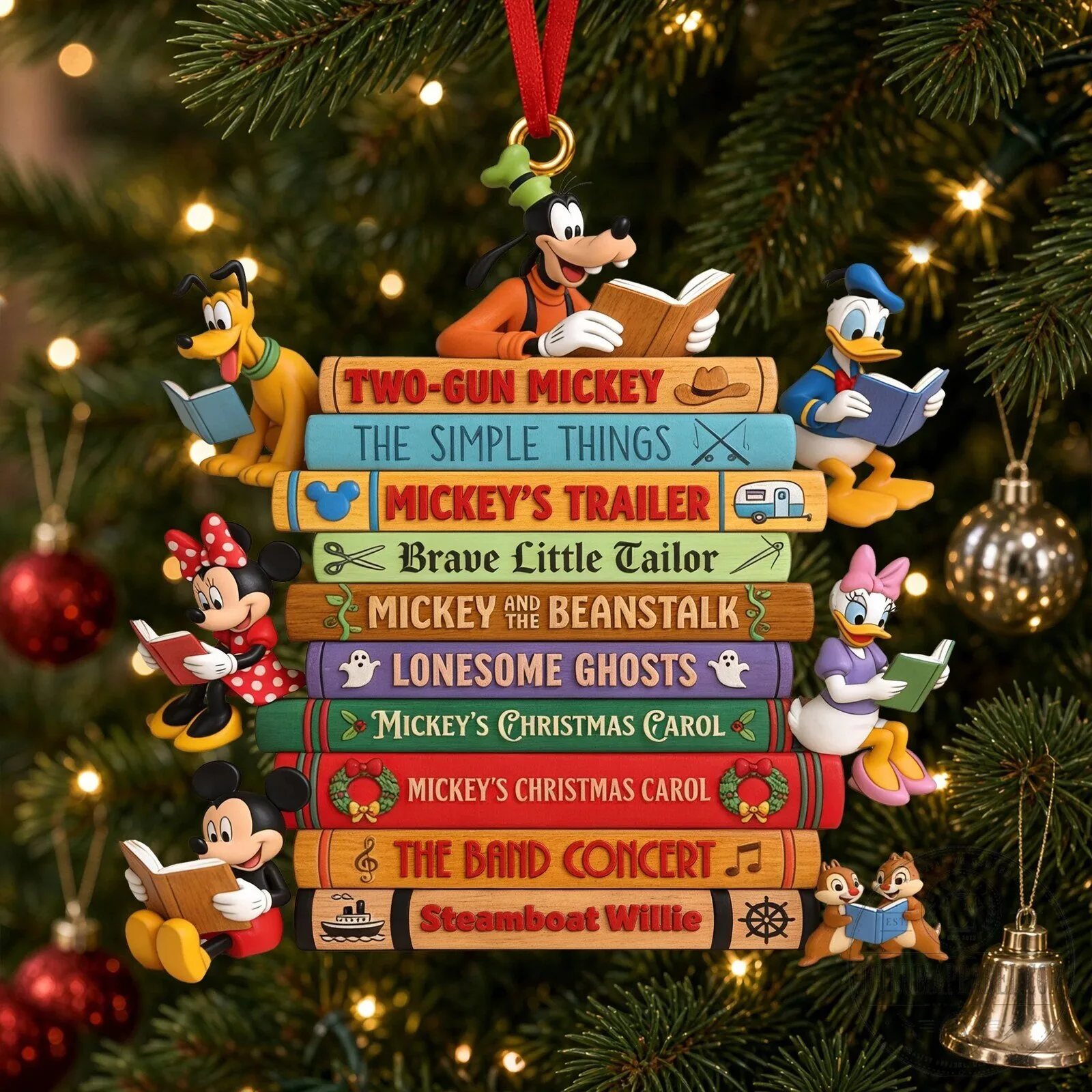 Disney Mickey Mouse and Friends Bookstack Christmas Tree Ornament 6 Disney Mickey Mouse and Friends Bookstack Christmas Tree Ornament