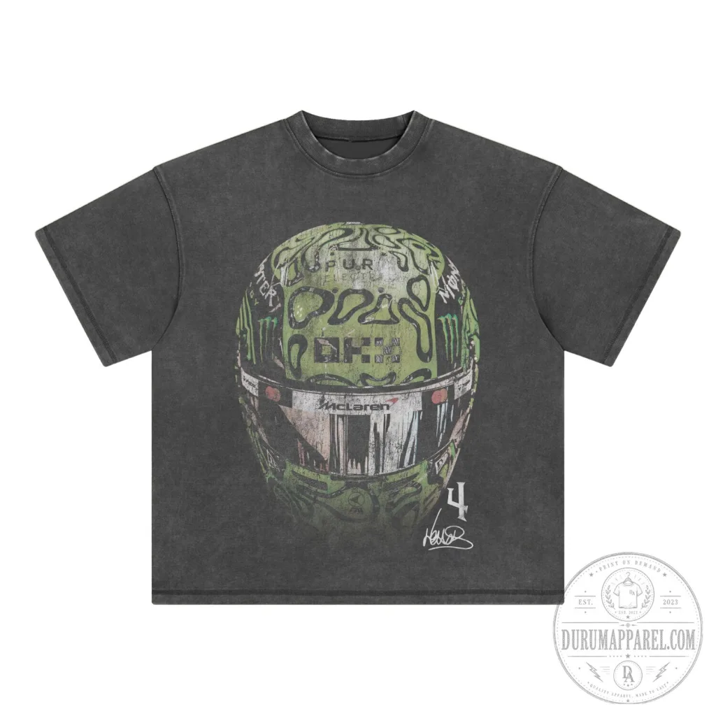 Lando Norris Formula 1 Racing Helmet Graphic Washed Black T-Shirt Lando Norris Formula 1 Racing Helmet Graphic Washed Black T-Shirt