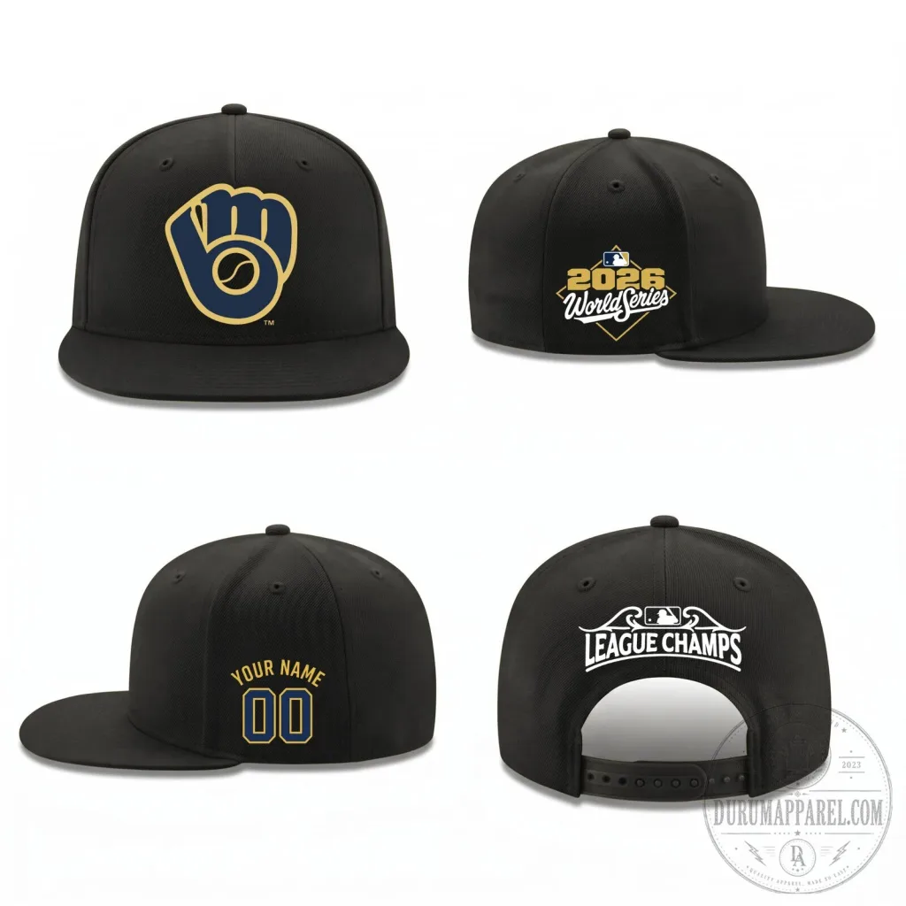 Milwaukee Brewers 2026 World Series League Champs Personalized Snapback Cap Milwaukee Brewers 2026 World Series League Champs Personalized Snapback Cap