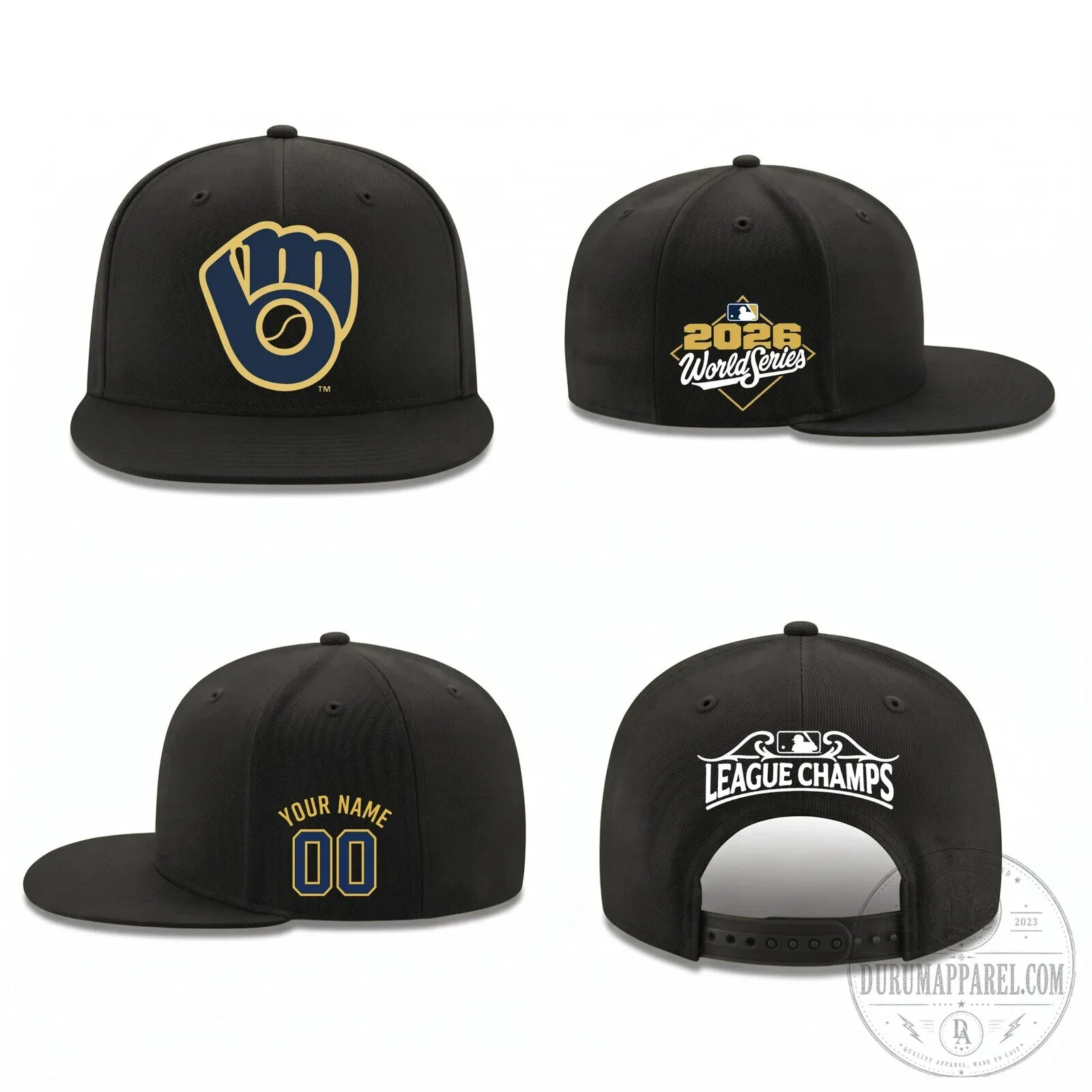 Milwaukee Brewers 2026 World Series League Champs Personalized Snapback Cap