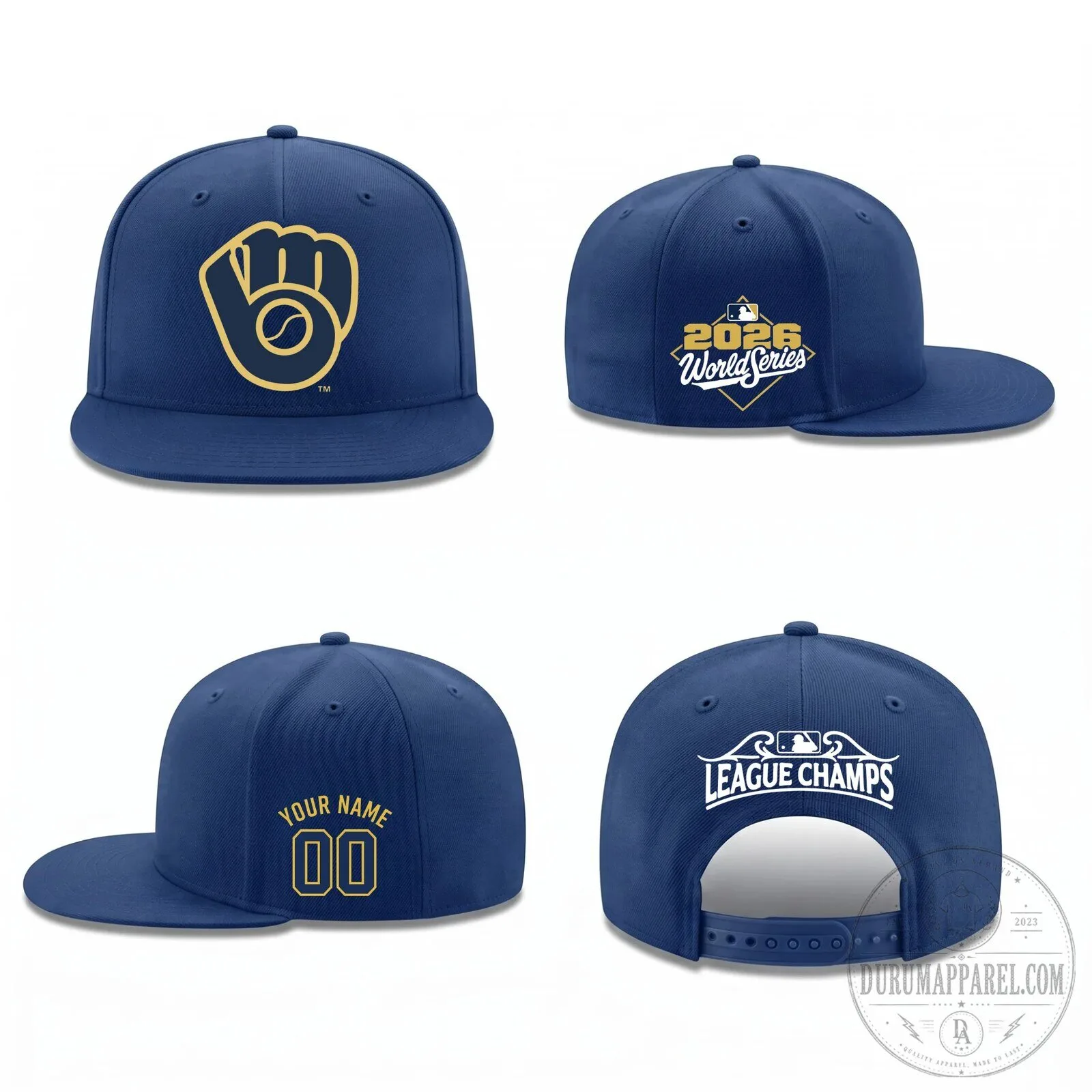 Milwaukee Brewers 2026 World Series League Champs Personalized Snapback Cap 7 Milwaukee Brewers 2026 World Series League Champs Personalized Snapback Cap