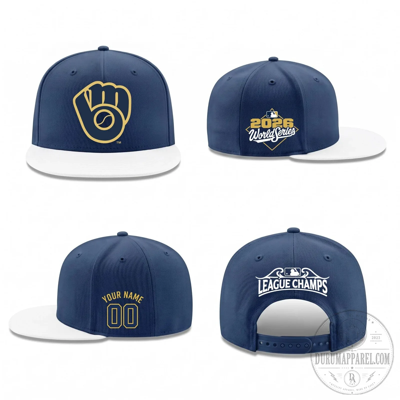 Milwaukee Brewers 2026 World Series League Champs Personalized Snapback Cap 9 Milwaukee Brewers 2026 World Series League Champs Personalized Snapback Cap