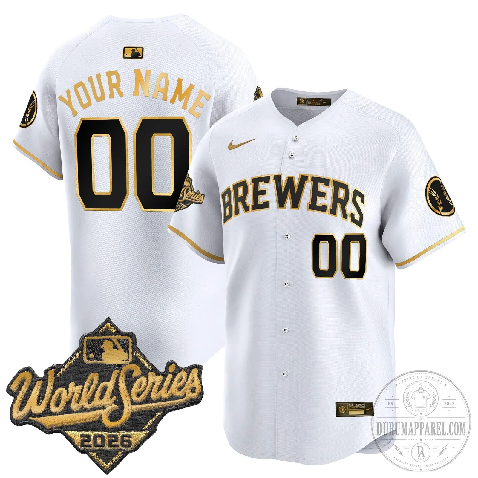 Milwaukee Brewers 2026 World Series White Custom Baseball Jersey