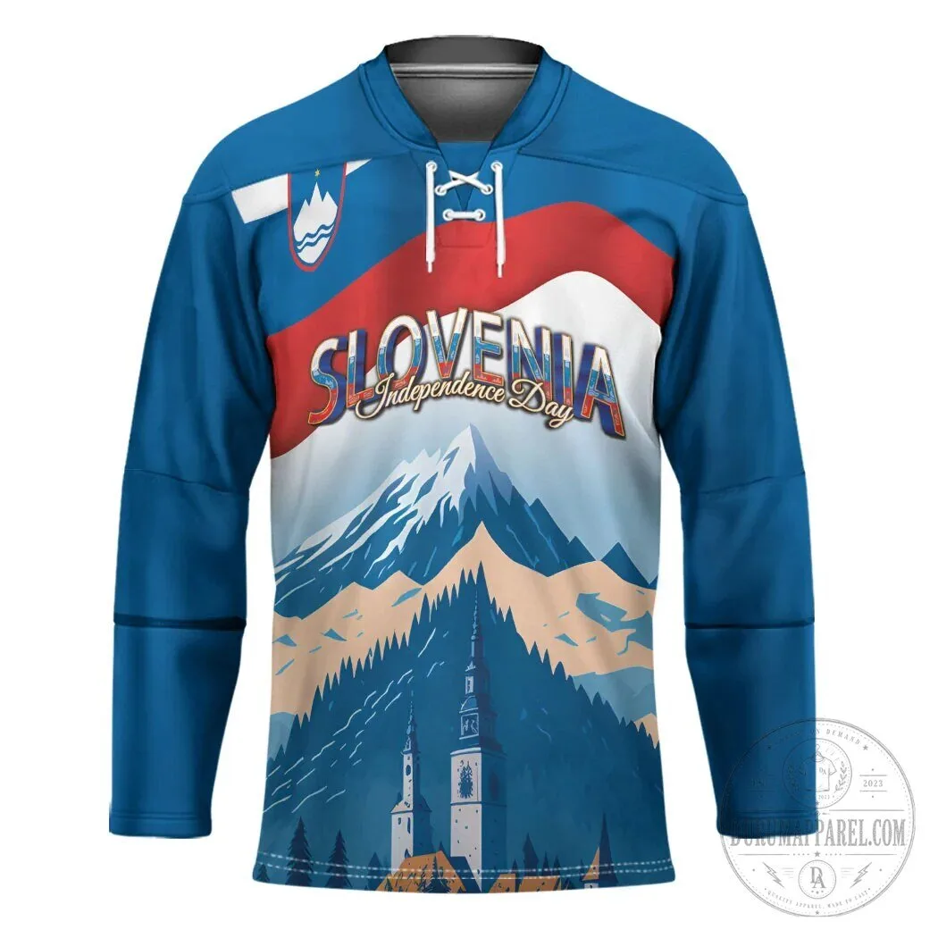 Slovenia Independence Day Lake Bled Julian Alps Landscape Hockey Jersey