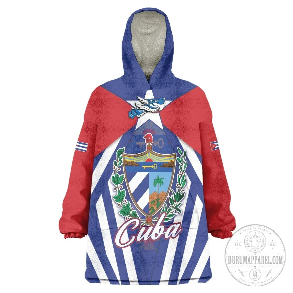 Cuba Flag Coat of Arms Cuban Trogon Wearable Blanket Hoodie