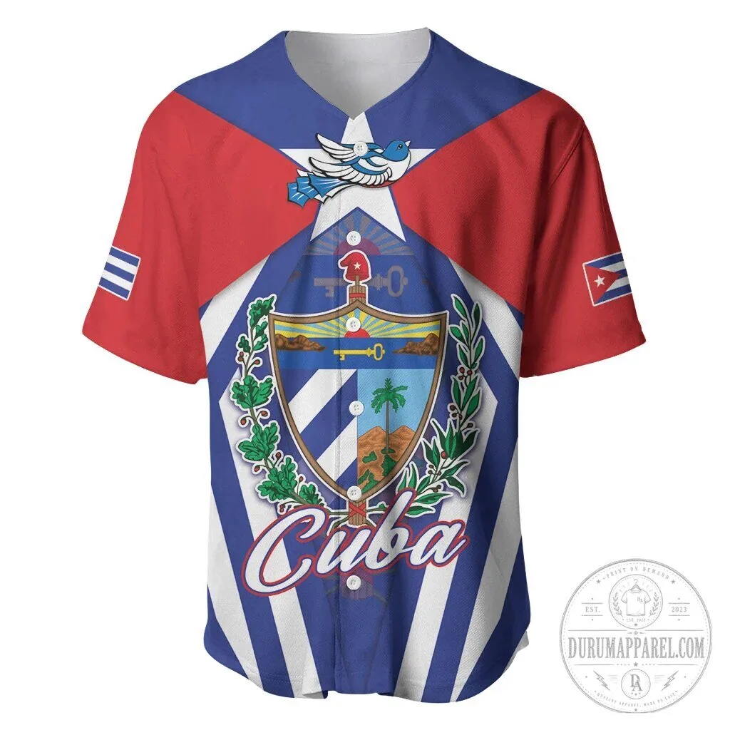 Cuba Flag Cuban Trogon Coat of Arms Baseball Jersey