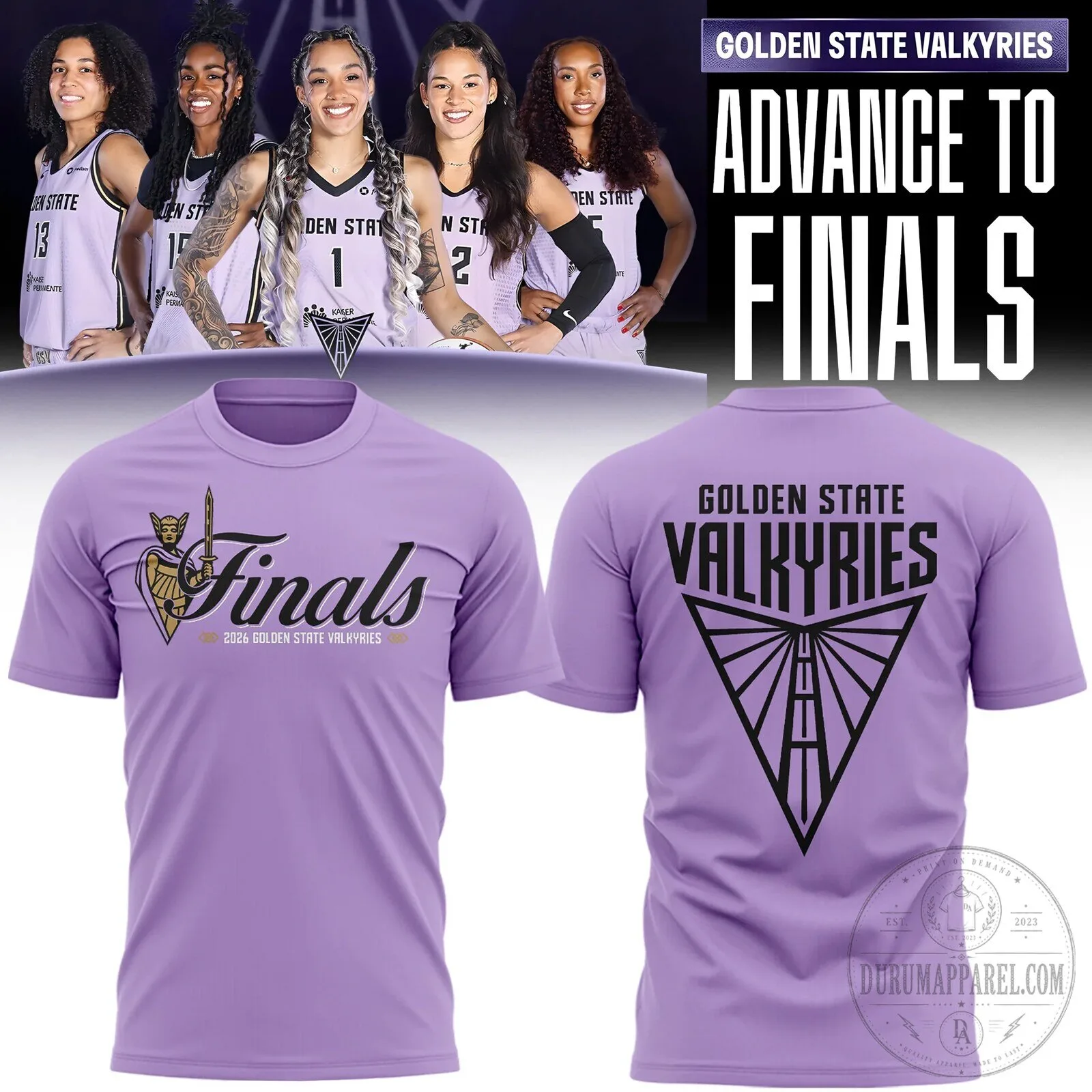 2026 Commemorative T-Shirt for Finals Featuring Golden State Valkyries