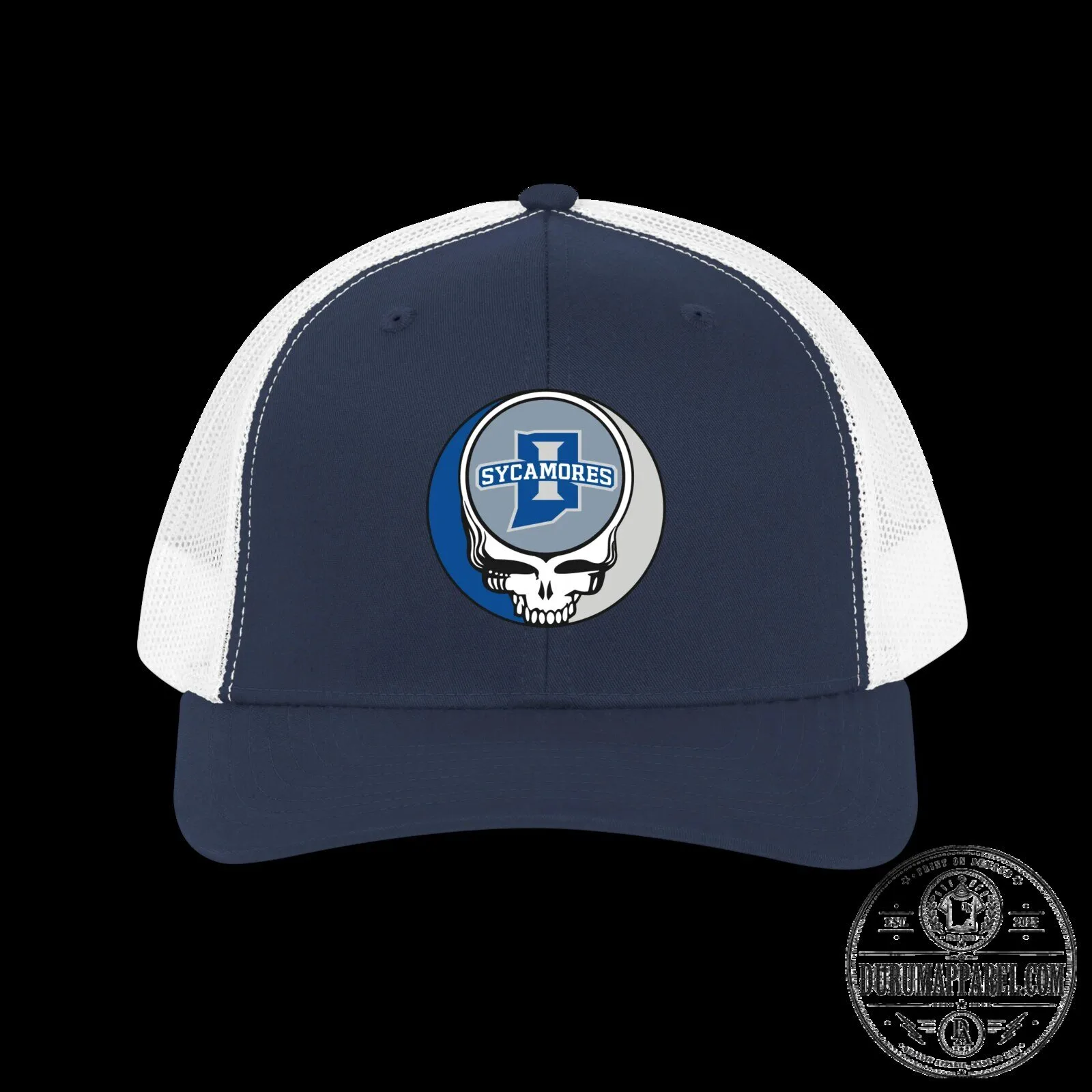 Indiana State Sycamores Grateful Dead Steal Your Face Skull Trucker Hat 8 Indiana State Sycamores Grateful Dead Steal Your Face Skull Trucker Hat
