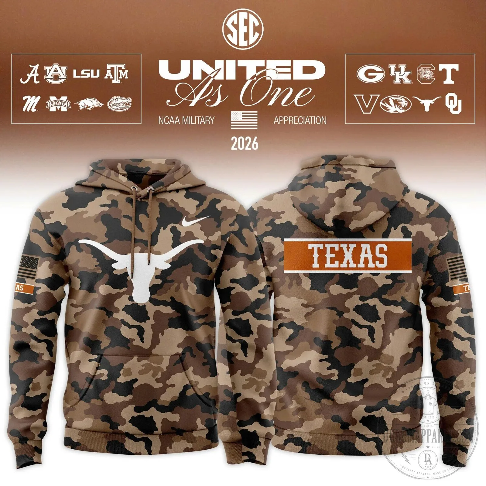 NCAA SEC Military Appreciation United As One Camouflage Hoodie 14 NCAA SEC Military Appreciation United As One Camouflage Hoodie