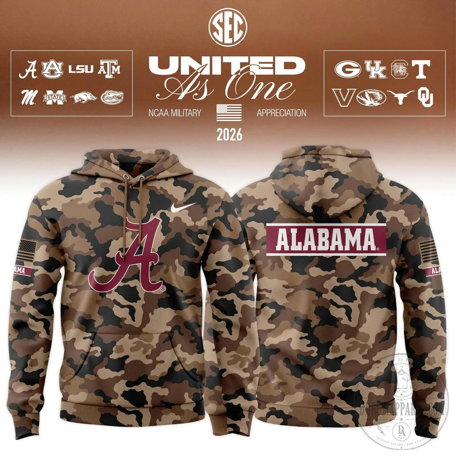 NCAA SEC Military Appreciation United As One Camouflage Hoodie 15 NCAA SEC Military Appreciation United As One Camouflage Hoodie